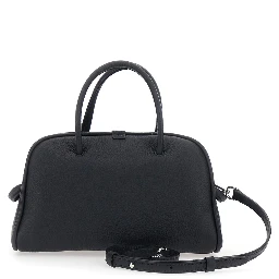 Le Petit Turismo Black Handbag with Adjustable and Removable Strap in Leather for Women