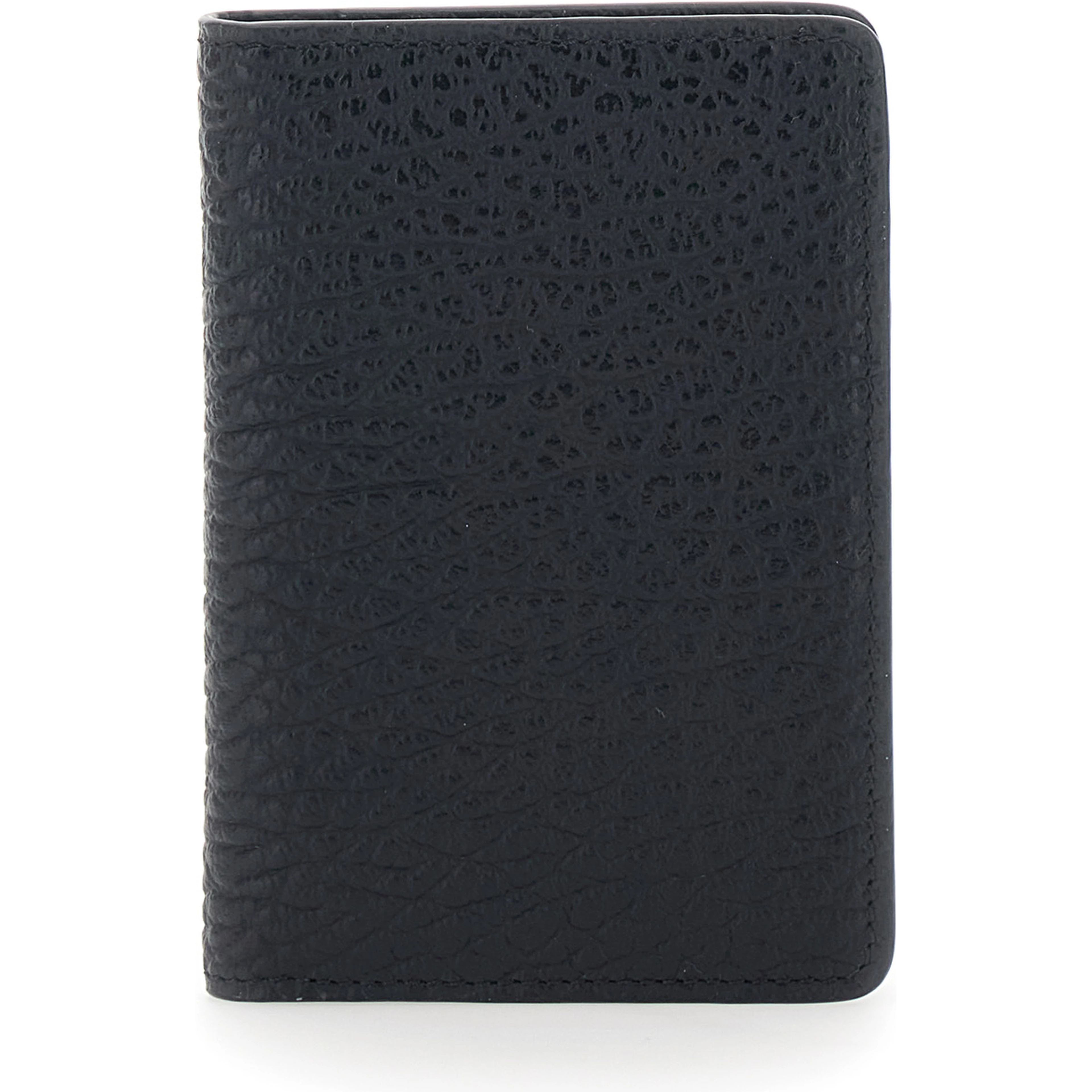 Wallet with Four Stitches on the Back in Black Leather for Women