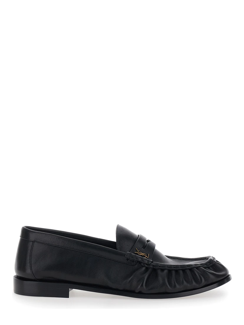 Loafers with Cassandre Detail in Black Leather for Men