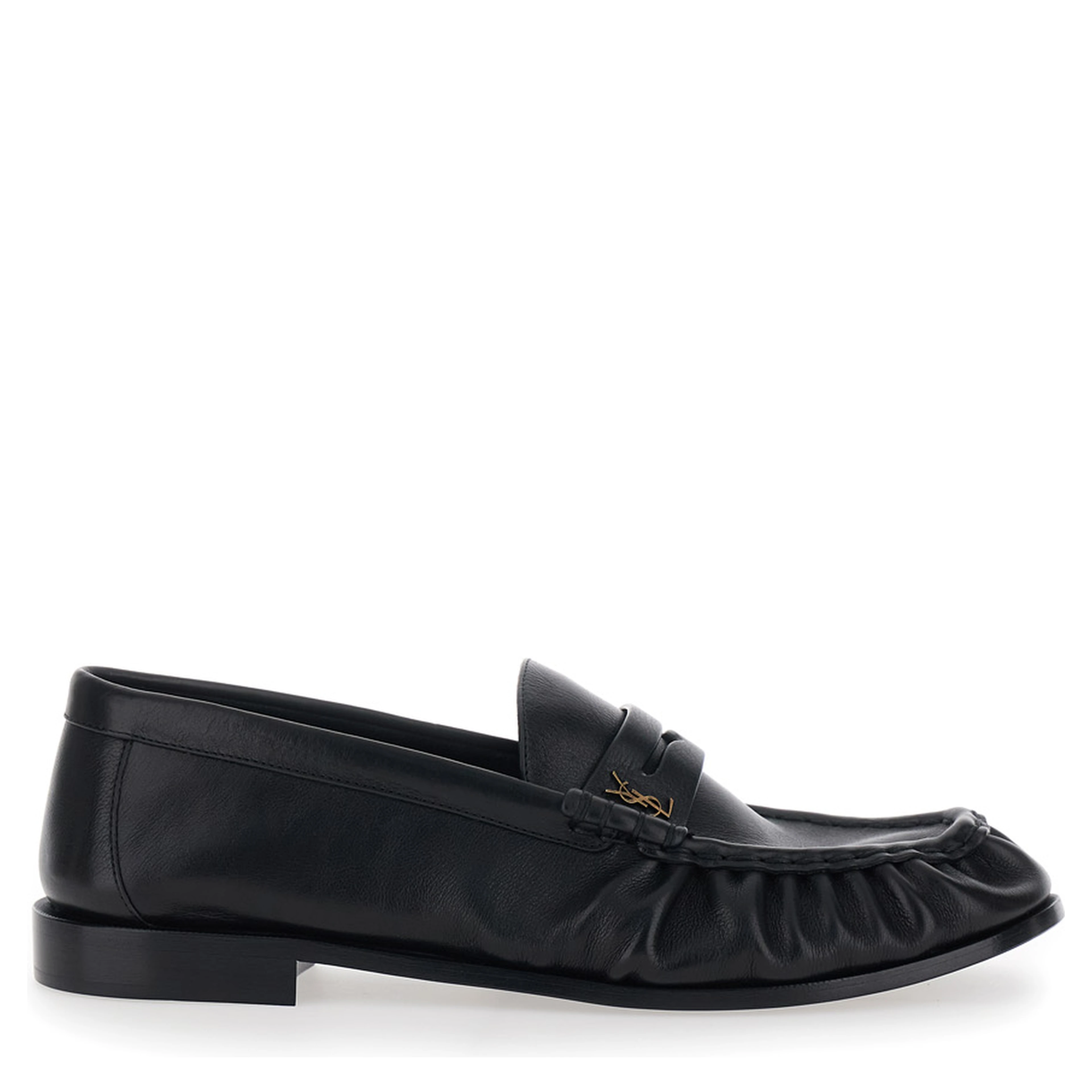 Loafers with Cassandre Detail in Black Leather for Men