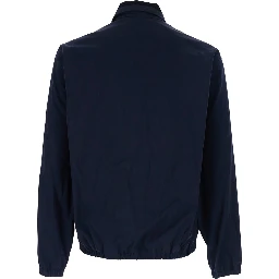 Jacket Le Blouson Drôle with Classic Ribbed Collar and Tone-on-Tone Logo Lettering Embroidery in Stretch Cotton Blue Men