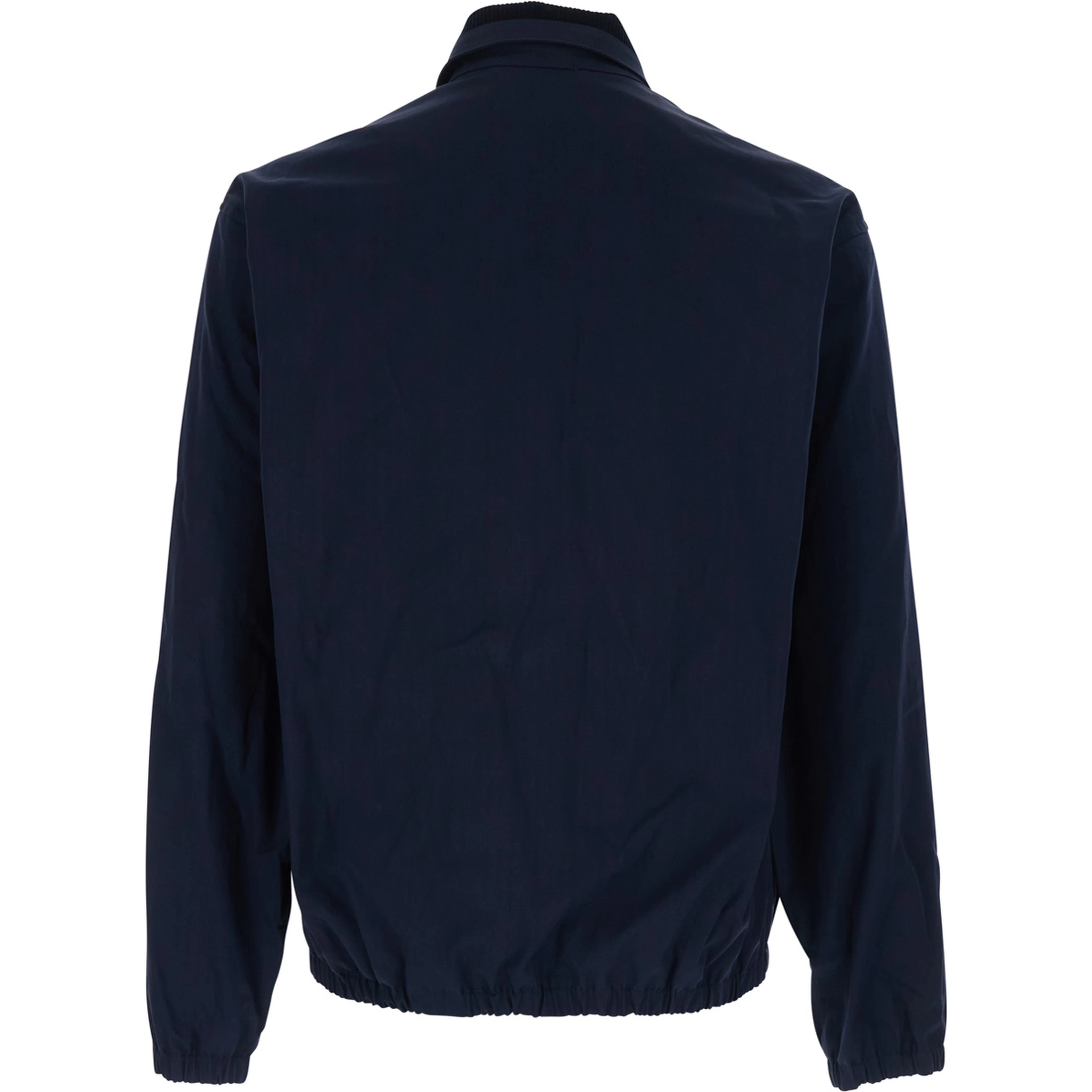 Jacket Le Blouson Drôle with Classic Ribbed Collar and Tone-on-Tone Logo Lettering Embroidery in Stretch Cotton Blue Men
