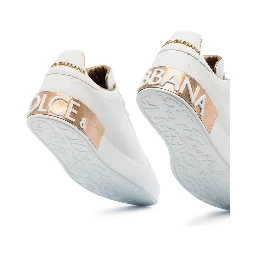 Low Sneakers Portofino with White and Gold Leather Logo for Women