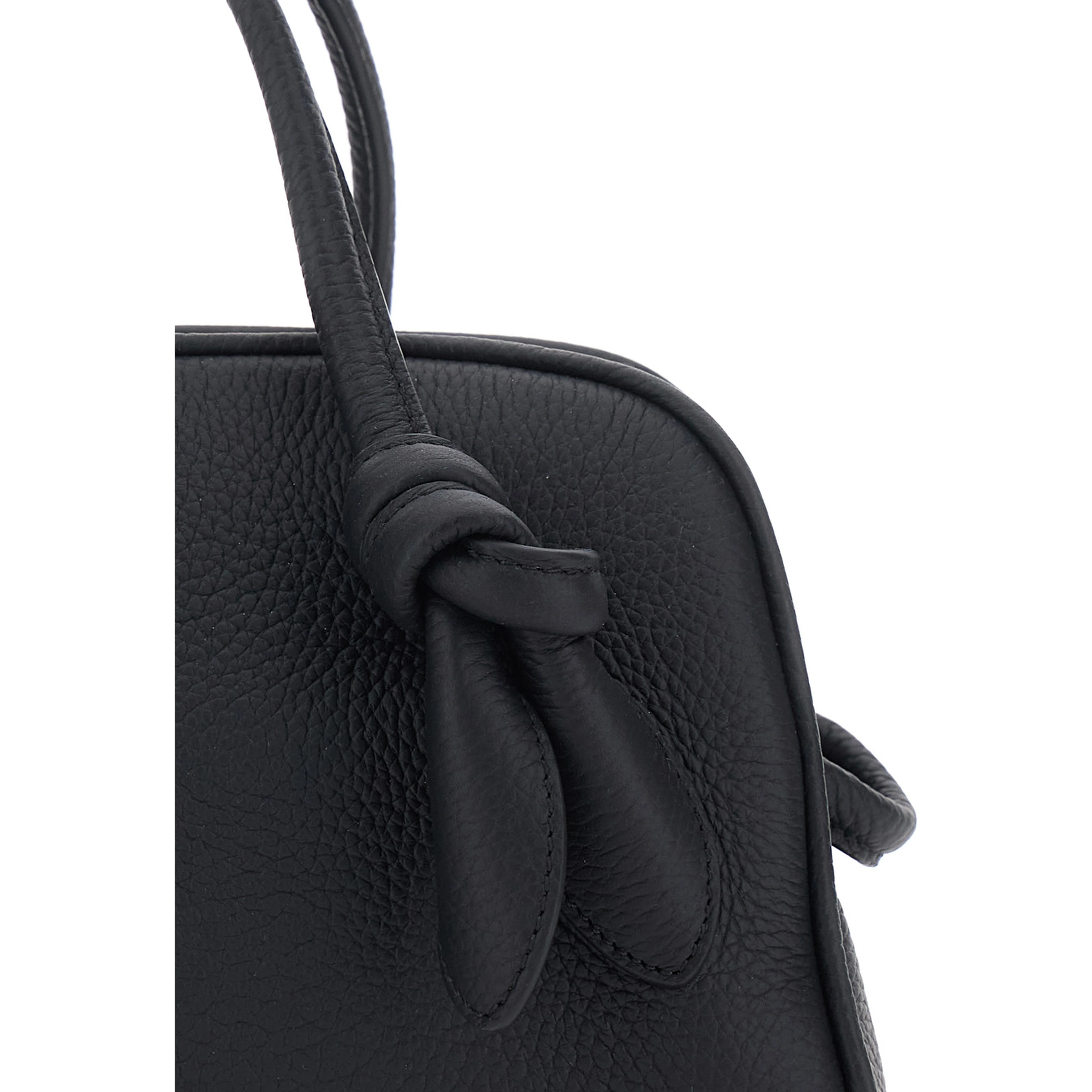 Le Petit Turismo Black Handbag with Adjustable and Removable Strap in Leather for Women