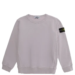 Pink Crewneck Sweatshirt with Logo Patch on the Sleeve in Cotton Boy