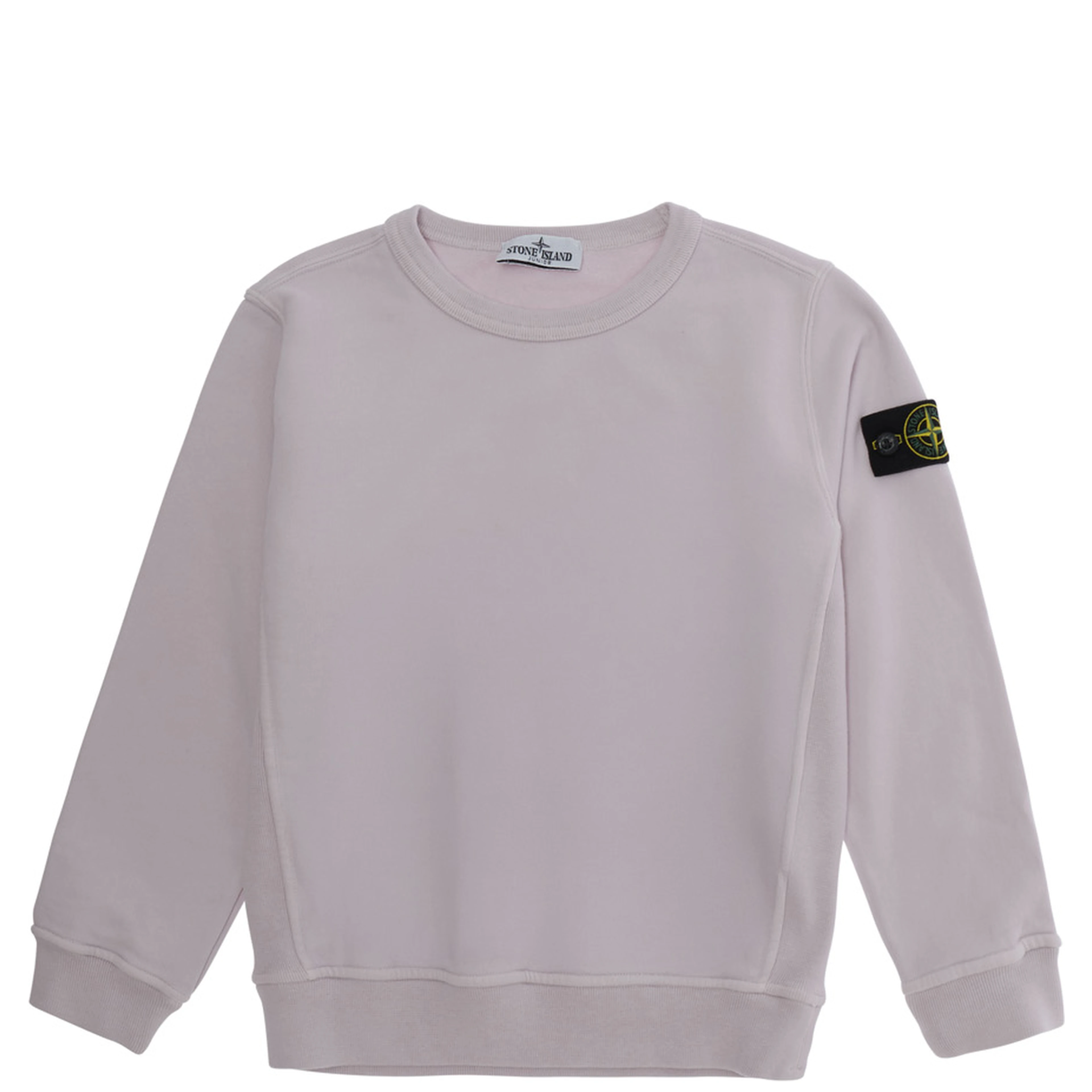 Pink Crewneck Sweatshirt with Logo Patch on the Sleeve in Cotton Boy