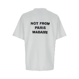 T-Shirt Le T-Shirt Slogan Crew Neck with Slogan Print on Front and Back in White Cotton for Men