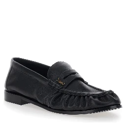 Loafers with Cassandre Detail in Black Leather for Men