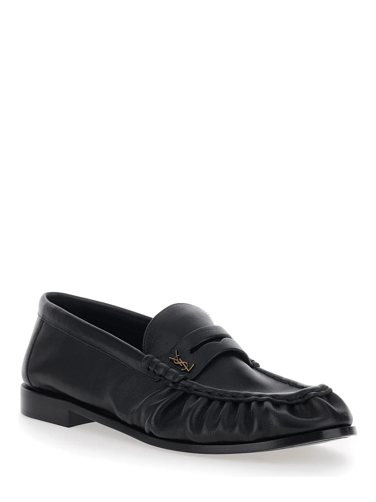 Loafers with Cassandre Detail in Black Leather for Men alternative