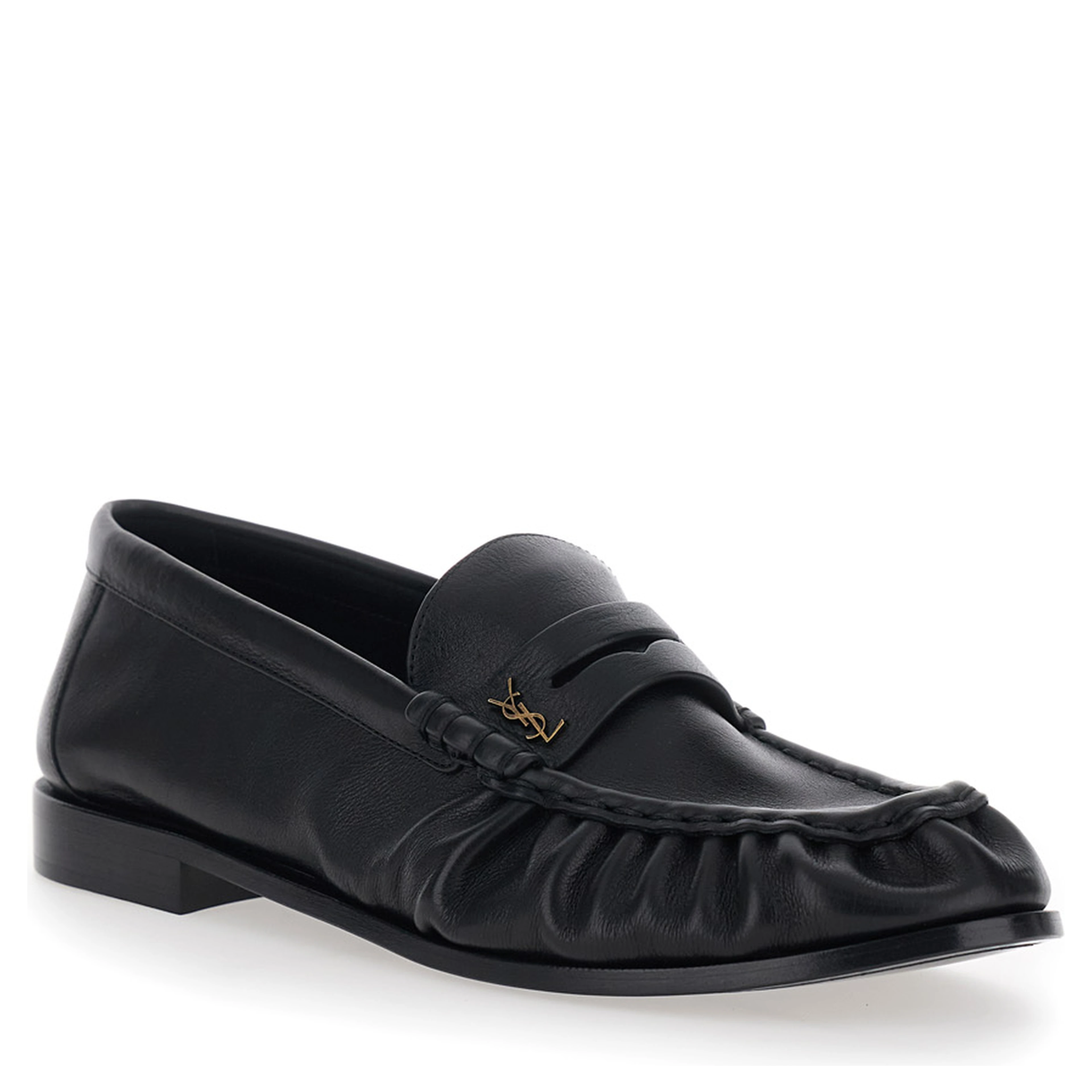 Loafers with Cassandre Detail in Black Leather for Men