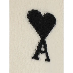 White Crewneck Sweater with ADC Embroidery on the Front in Wool for Men