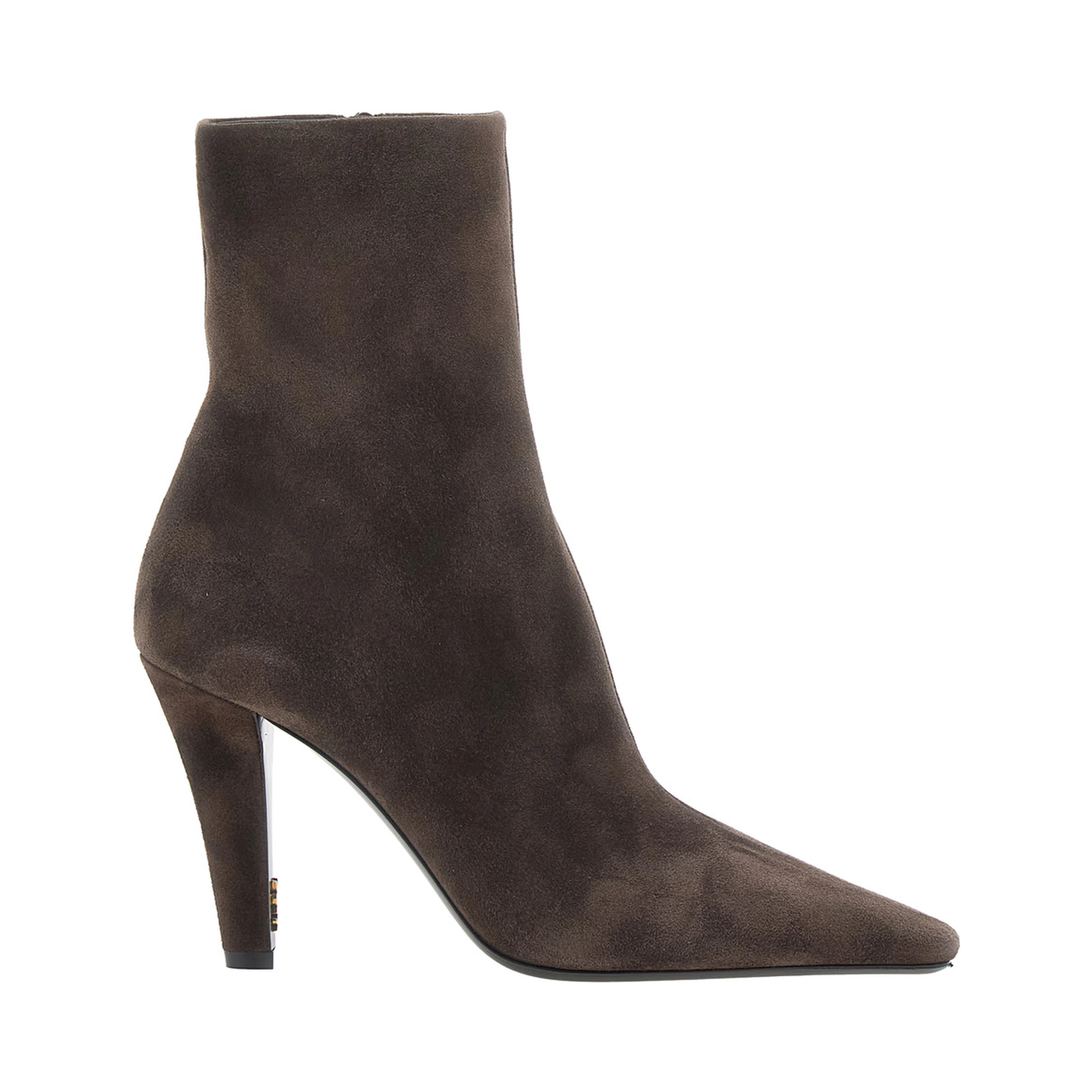 Jill Brown ankle Boots with Wide Heel with Cassandre and Square Toe in Suede for Women