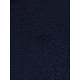 Jacket Le Blouson Drôle with Classic Ribbed Collar and Tone-on-Tone Logo Lettering Embroidery in Stretch Cotton Blue Men