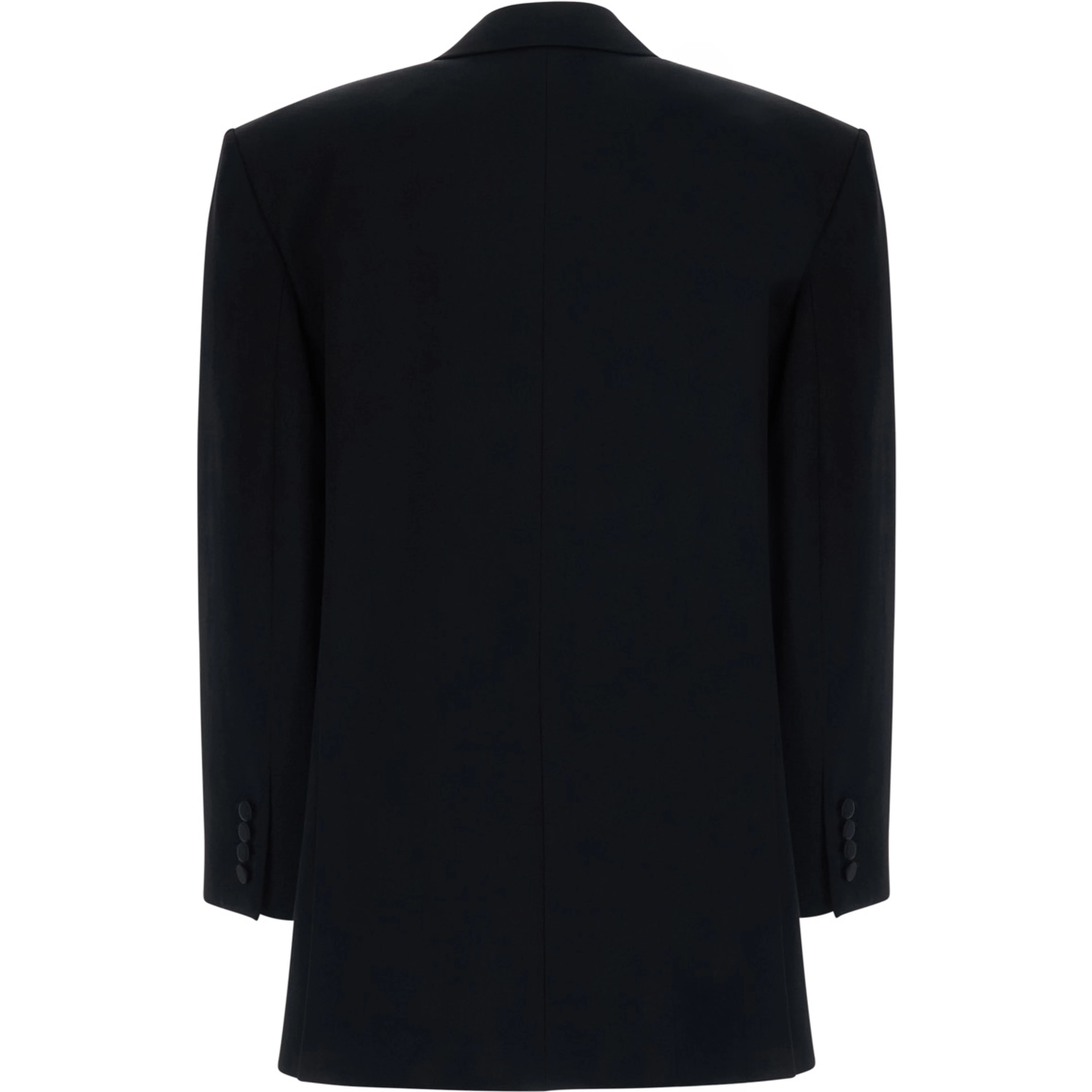 Black Double-breasted Jacket with Peak Revers in Wool for Women