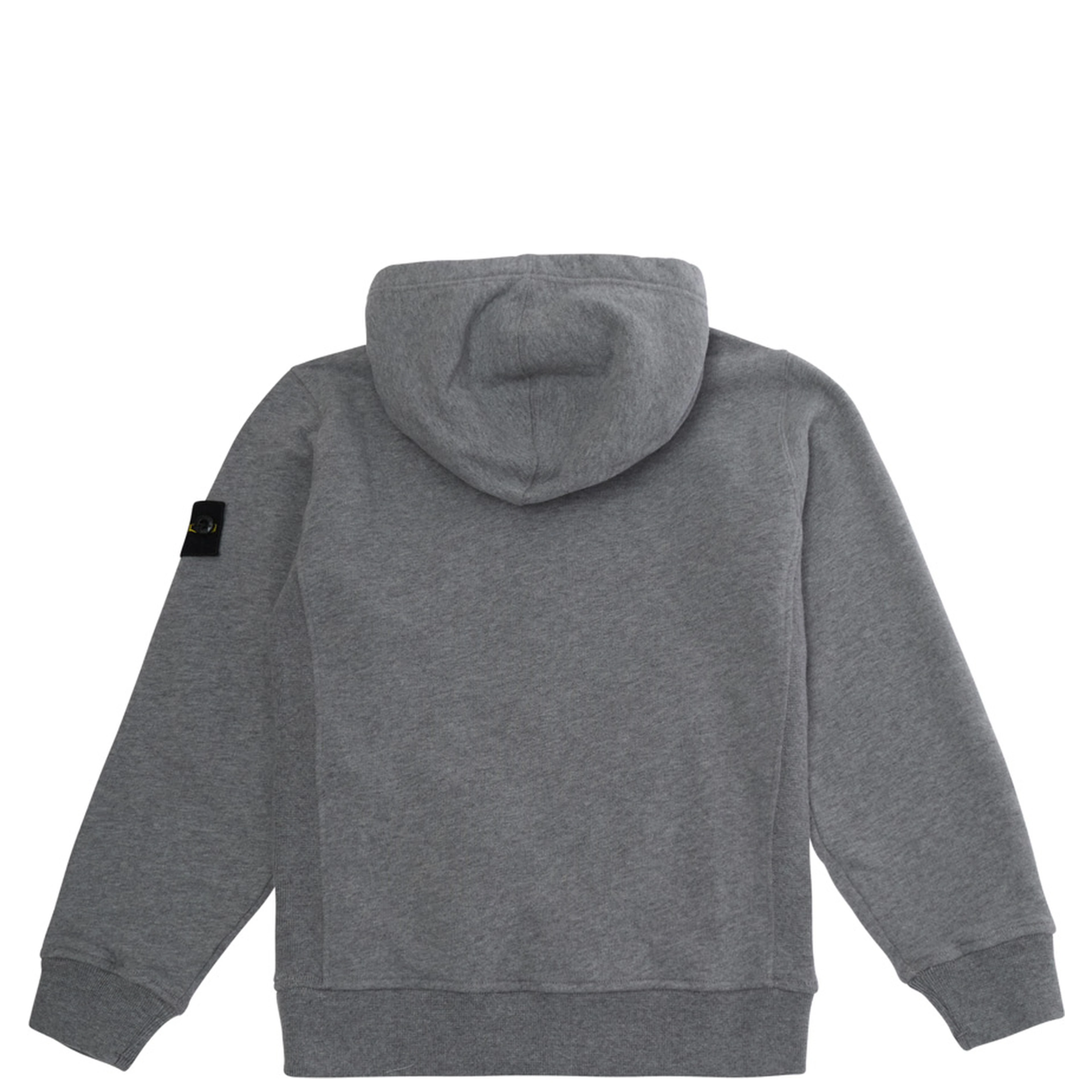 Gray Hoodie with fixed hood and logo patch on the sleeve in Cotton Boy