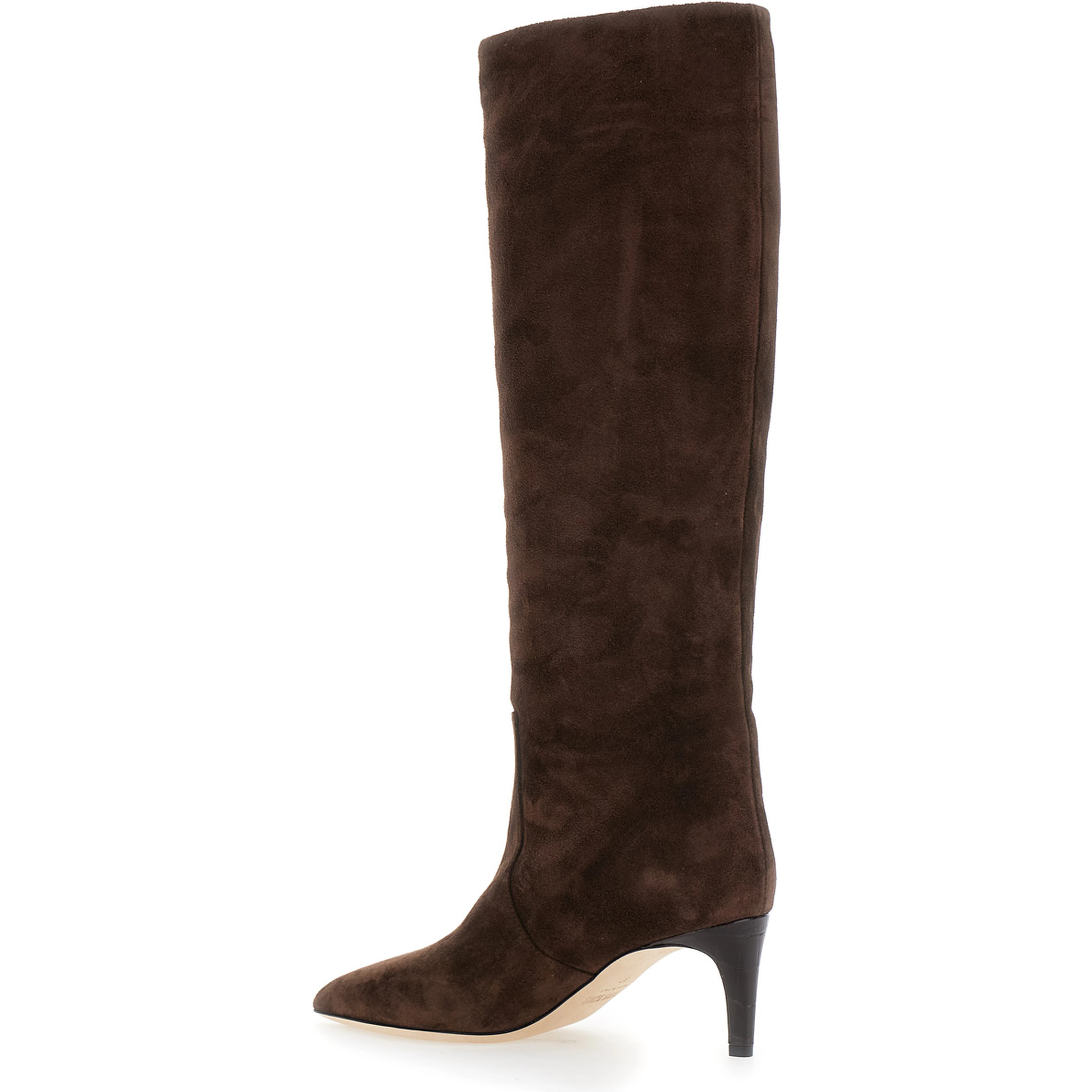 Brown Boots with Pointed Toe and Stiletto Heel in Suede Woman