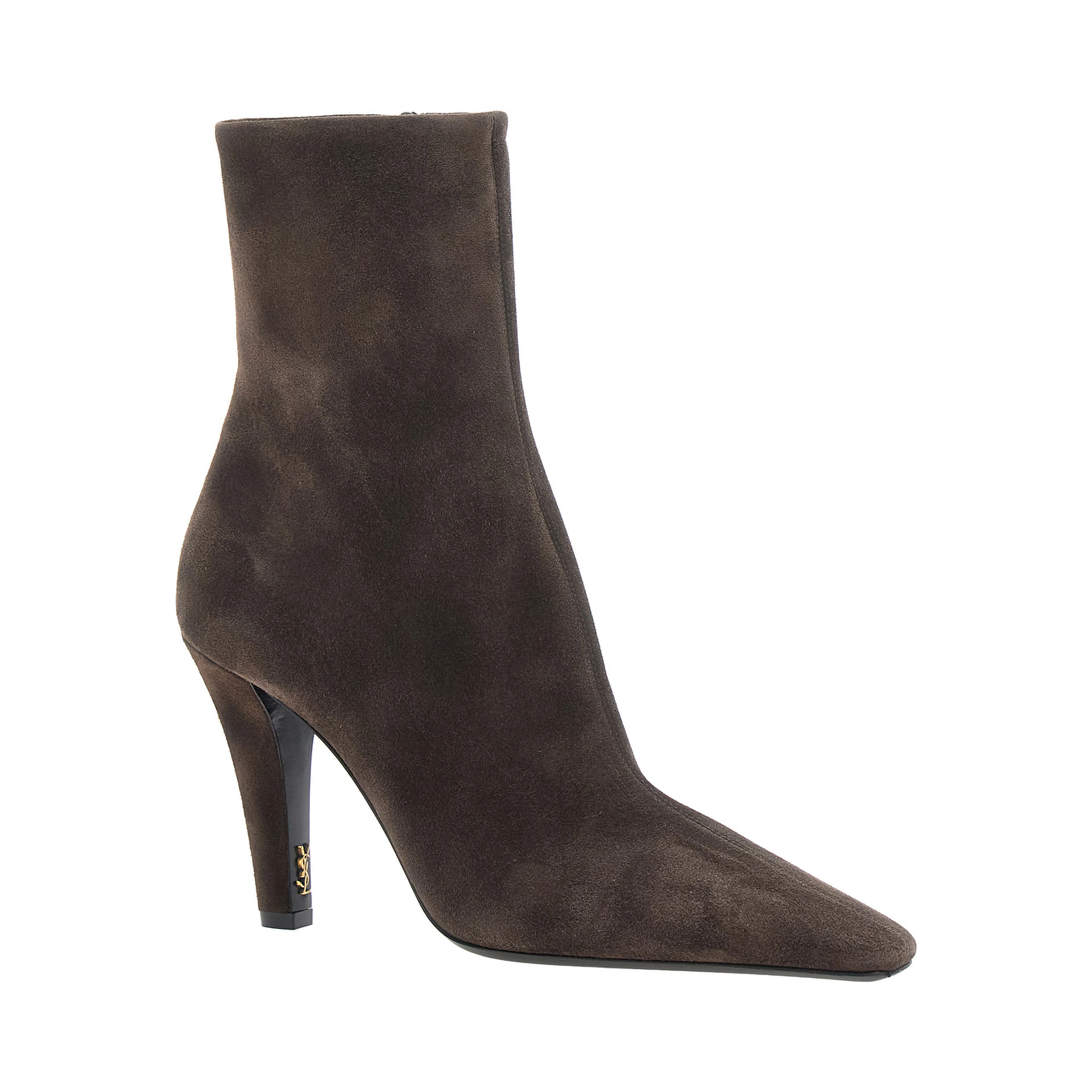 Jill Brown ankle Boots with Wide Heel with Cassandre and Square Toe in Suede for Women