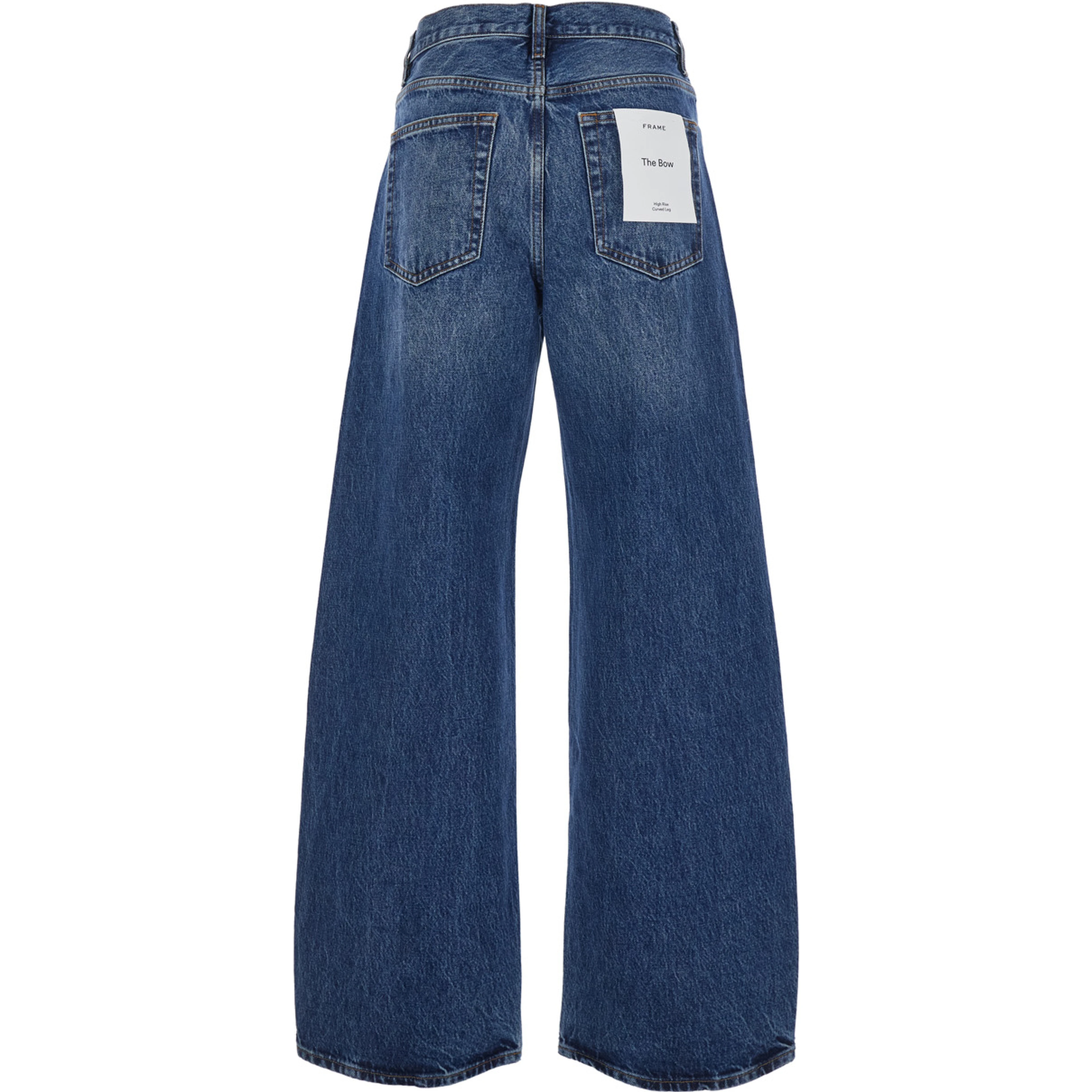 The Bow Blue Jeans with Wide Leg and Belt Loops in Denim for Women
