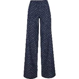 CHAMBRAY blue Pants with all-over GG print in denim for women