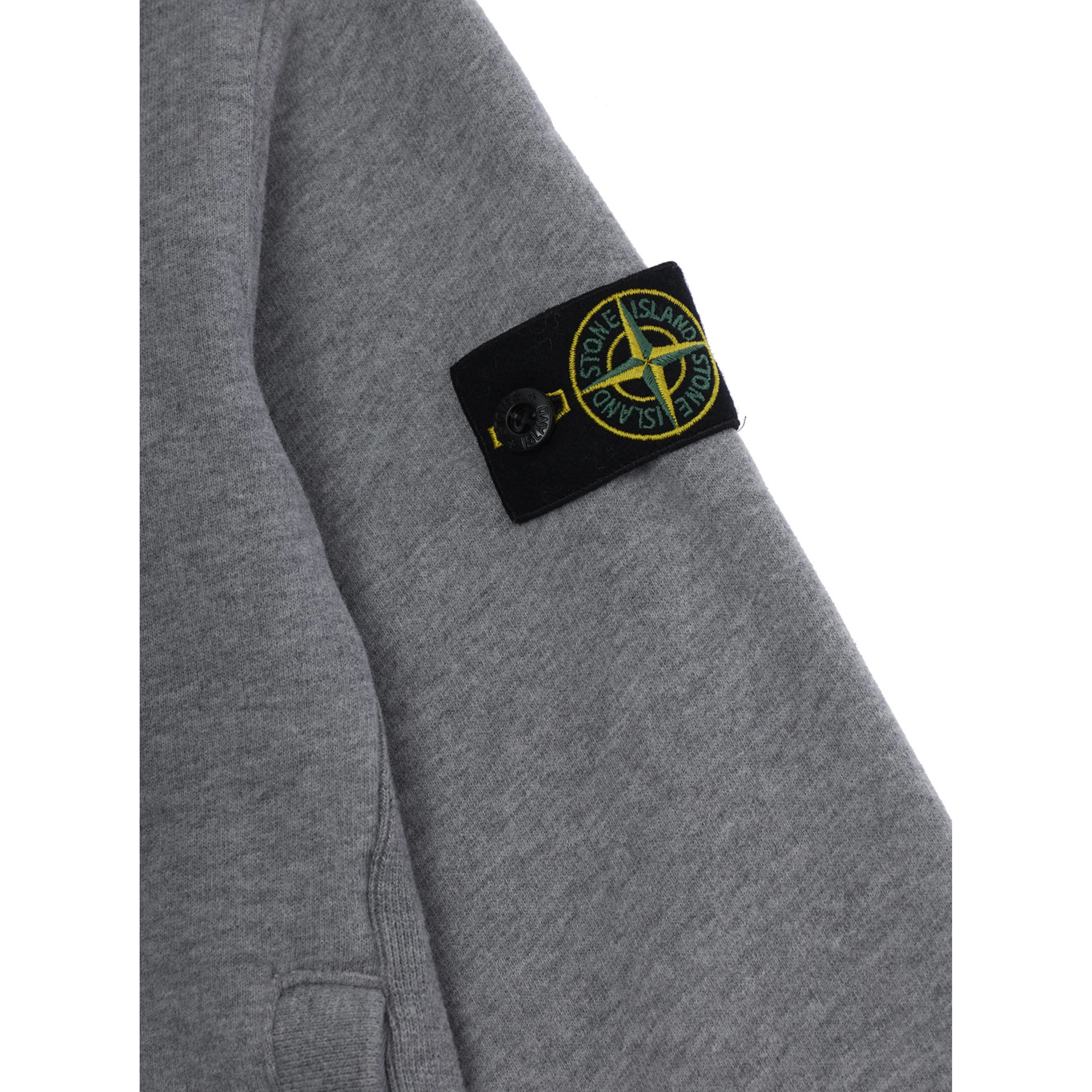 Gray Hoodie with fixed hood and logo patch on the sleeve in Cotton Boy
