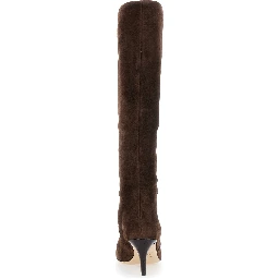 Brown Boots with Pointed Toe and Stiletto Heel in Suede Woman