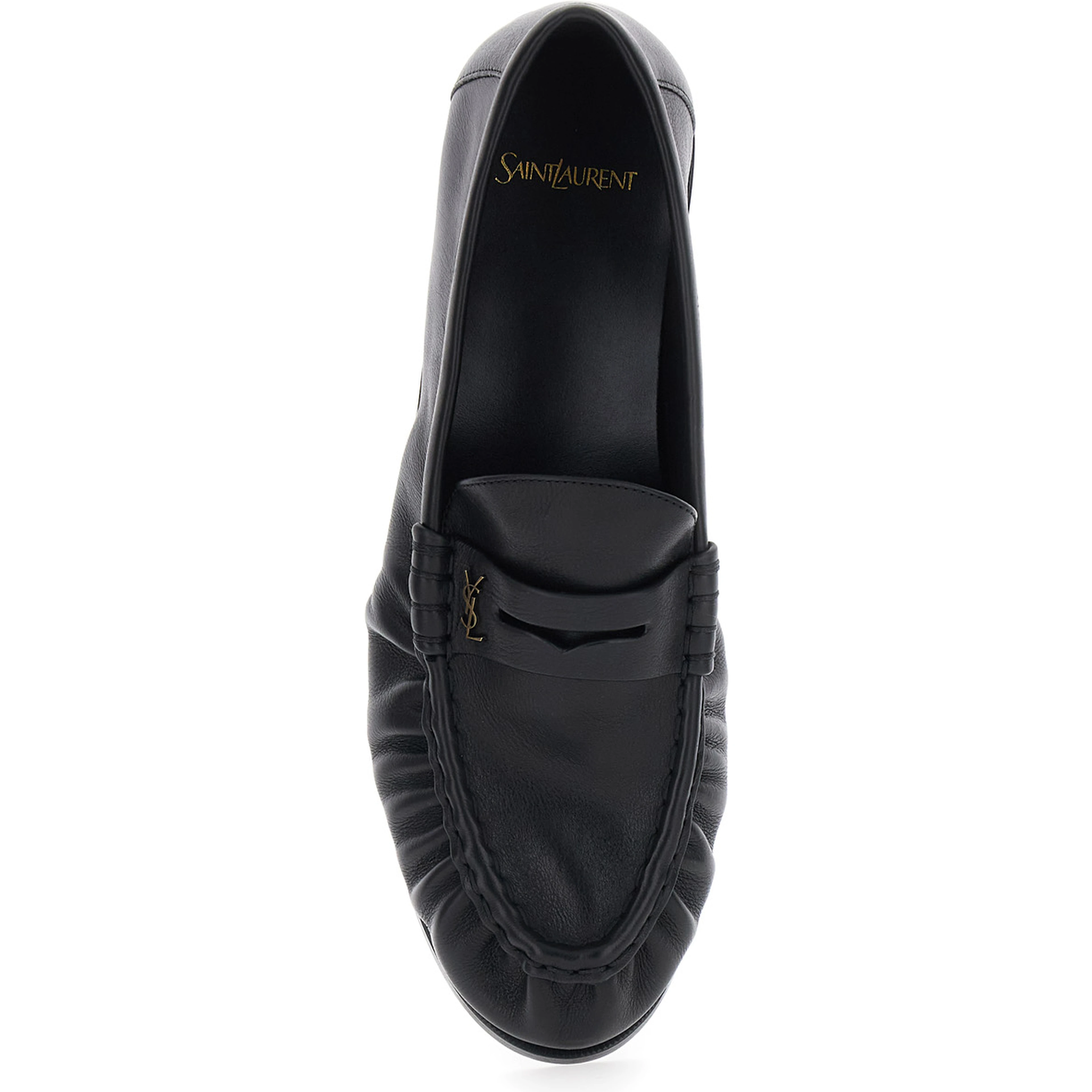 Loafers with Cassandre Detail in Black Leather for Men