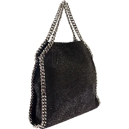 Tiny Tote Bag with Charm in Black Ecoleather and Silver Hardware Woman