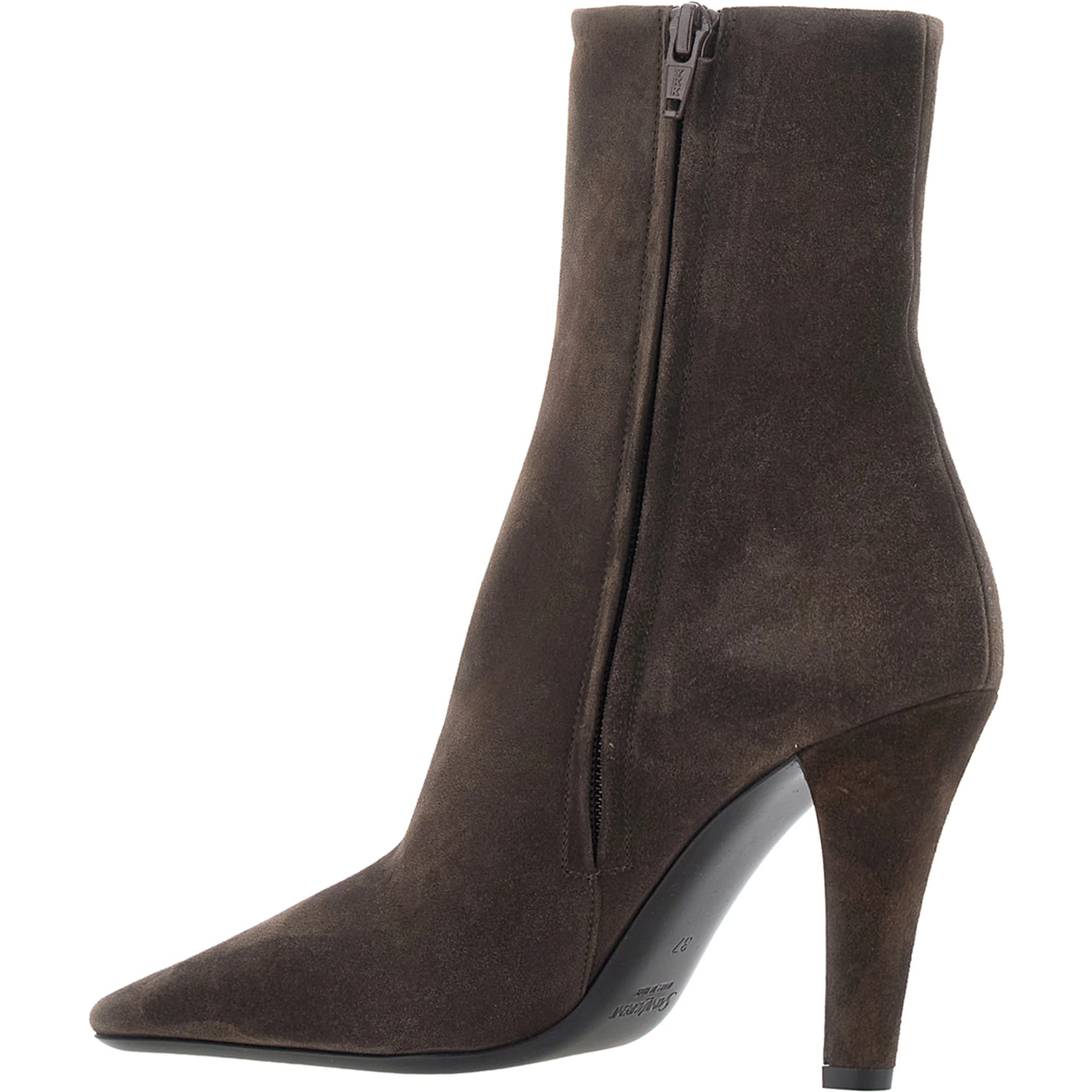 Jill Brown ankle Boots with Wide Heel with Cassandre and Square Toe in Suede for Women