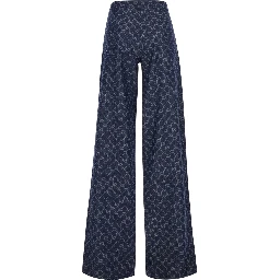 CHAMBRAY blue Pants with all-over GG print in denim for women