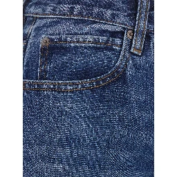 The Bow Blue Jeans with Wide Leg and Belt Loops in Denim for Women