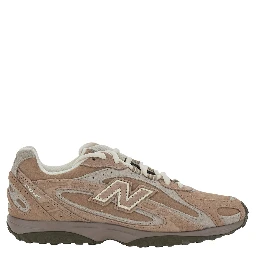 U204 Brown Low Top Sneakers with Logo Patch on the Side in Leather and Fabric Unisex