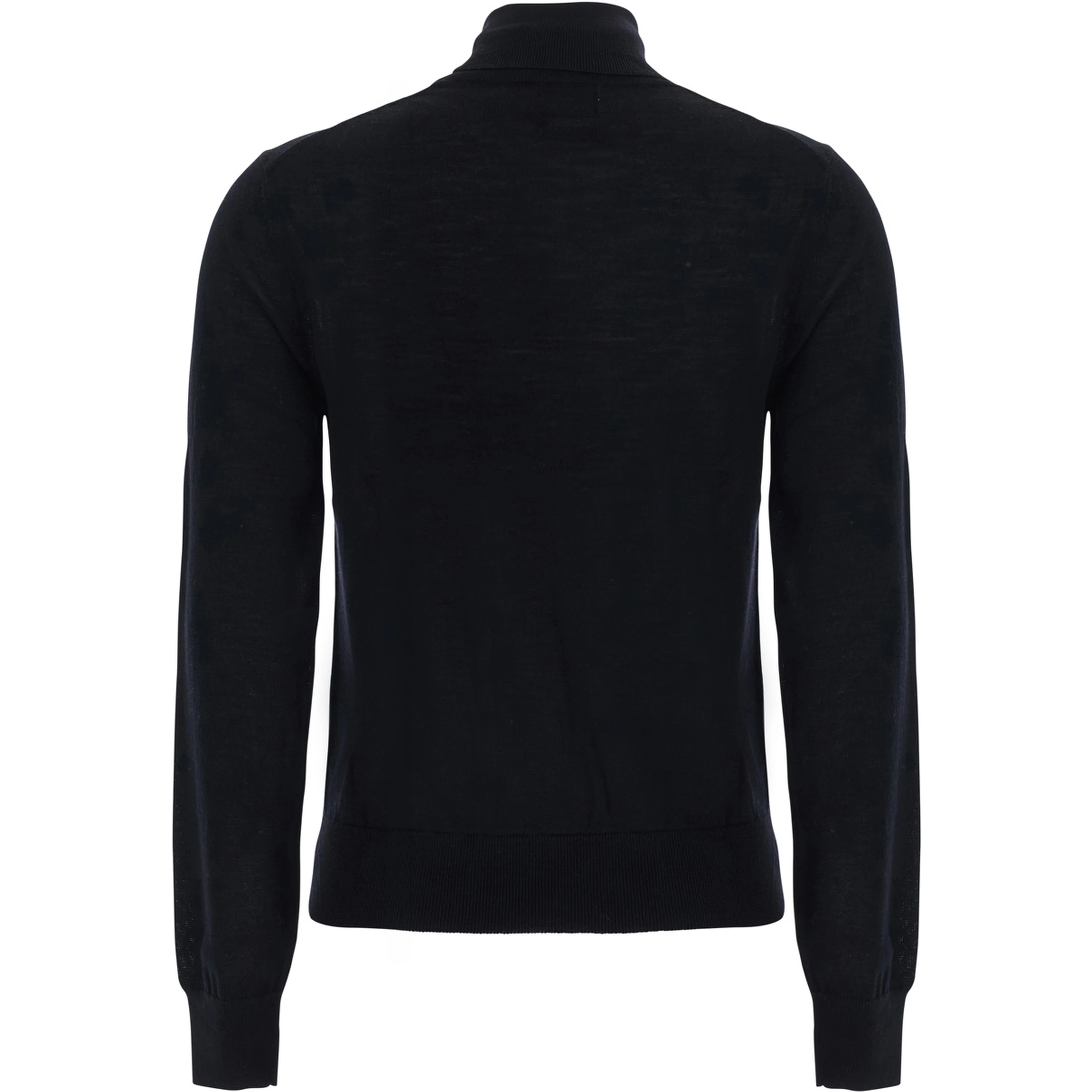 black Sweater with high collar and tone-on-tone Pony logo in wool for women