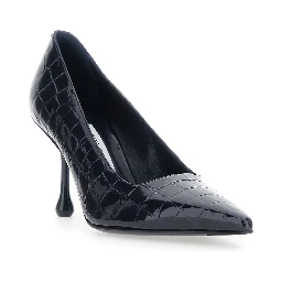 Ixia blue Pumps with pointed design in crocodile-effect leather for women