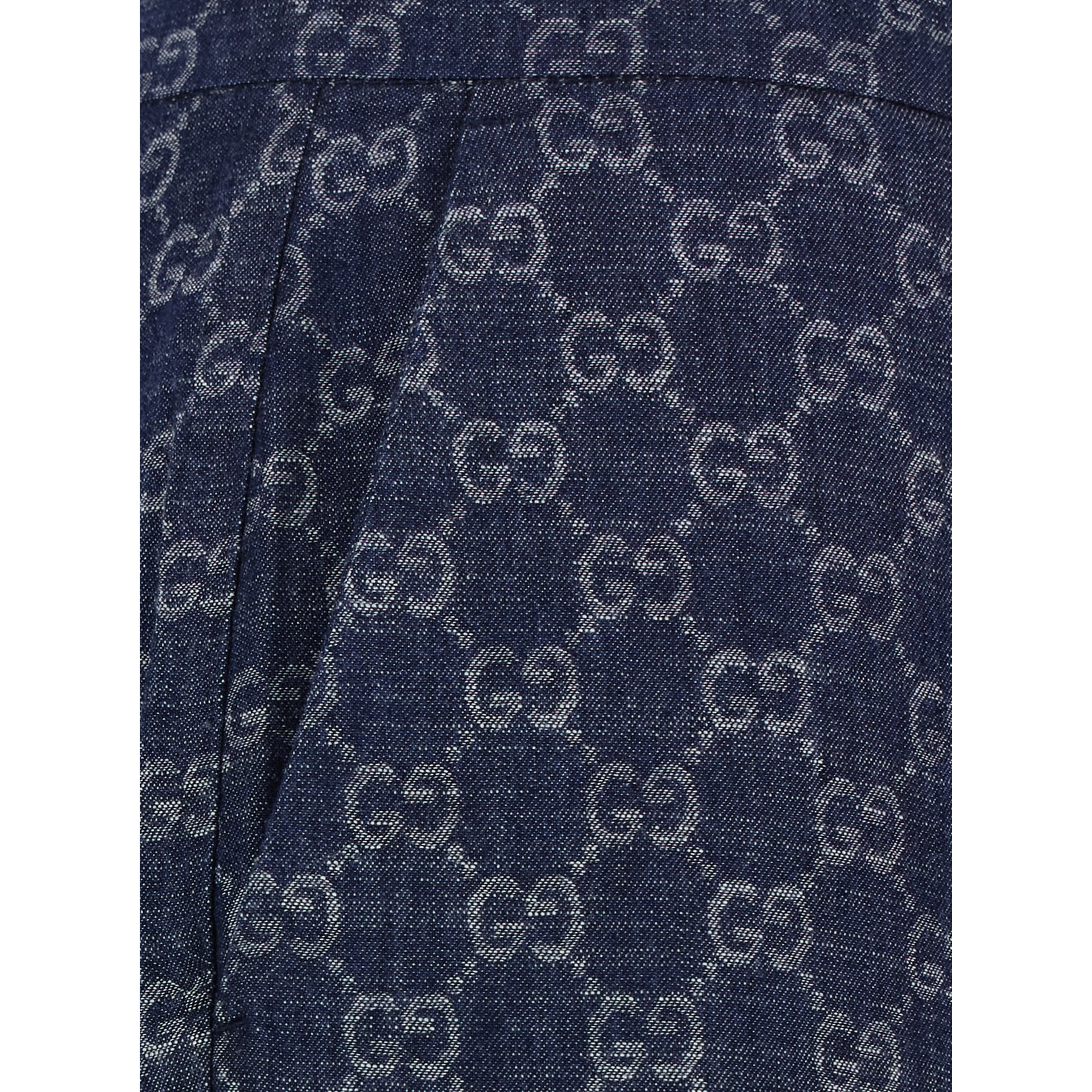 CHAMBRAY blue Pants with all-over GG print in denim for women