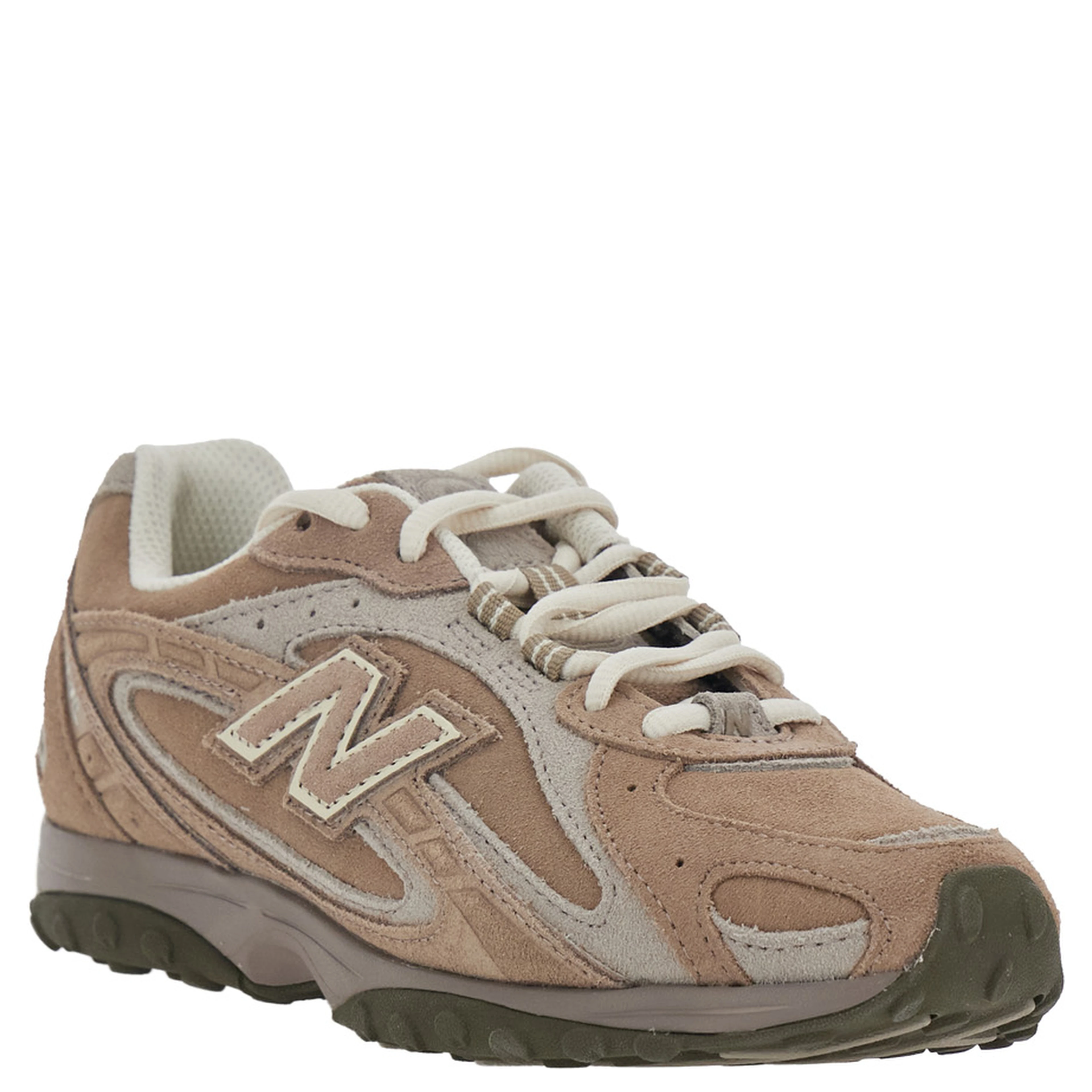 U204 Brown Low Top Sneakers with Logo Patch on the Side in Leather and Fabric Unisex