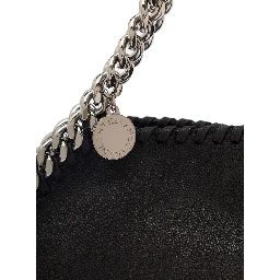 Tiny Tote Bag with Charm in Black Ecoleather and Silver Hardware Woman