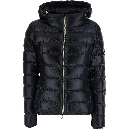 Giada Black Down jacket with Removable Hood in Tech Fabric for Women
