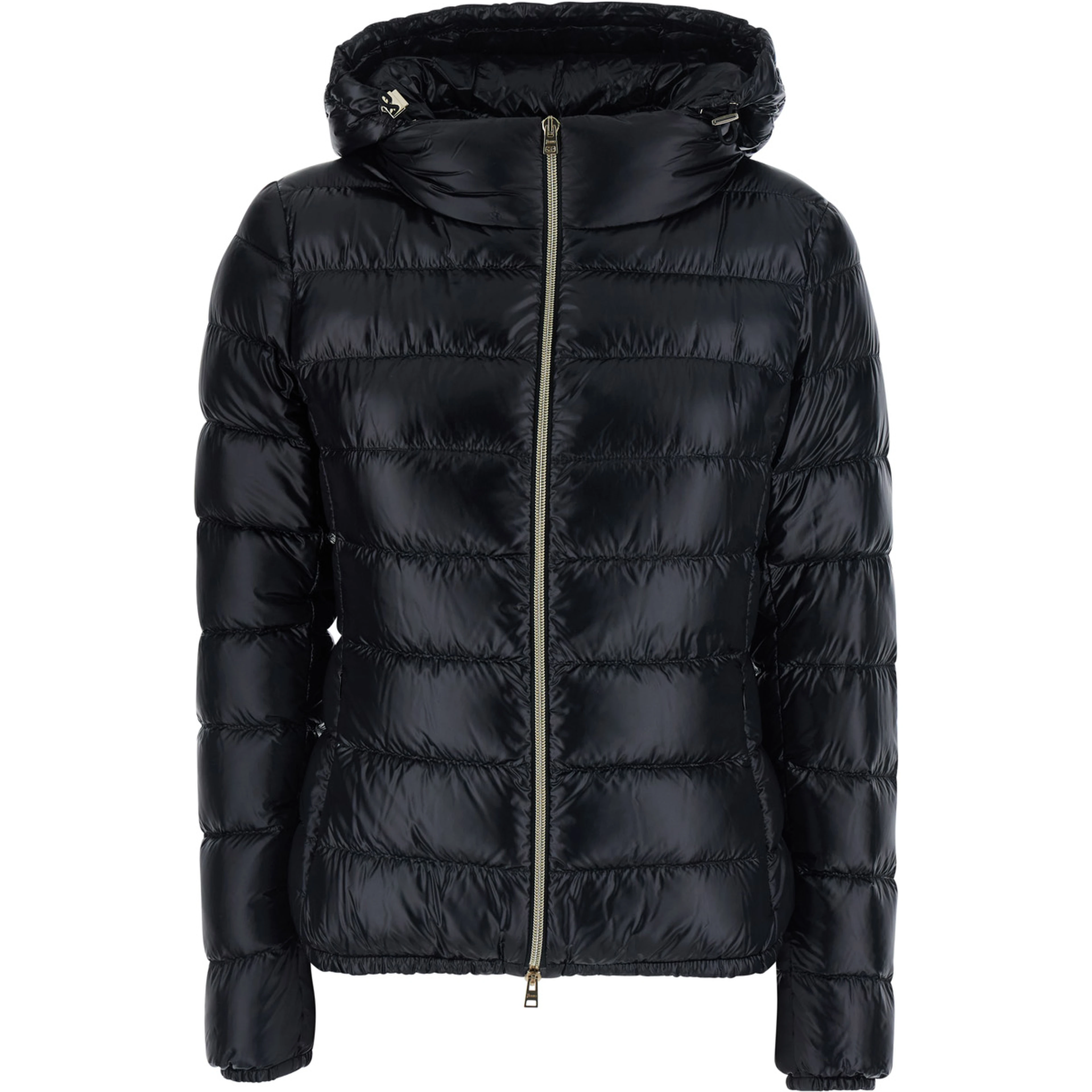 Giada Black Down jacket with Removable Hood in Tech Fabric for Women