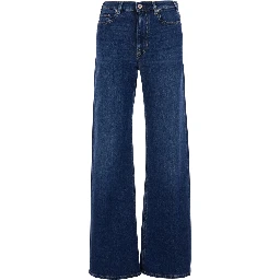 Blue Jeans with logo patch on the back and wide leg in denim women