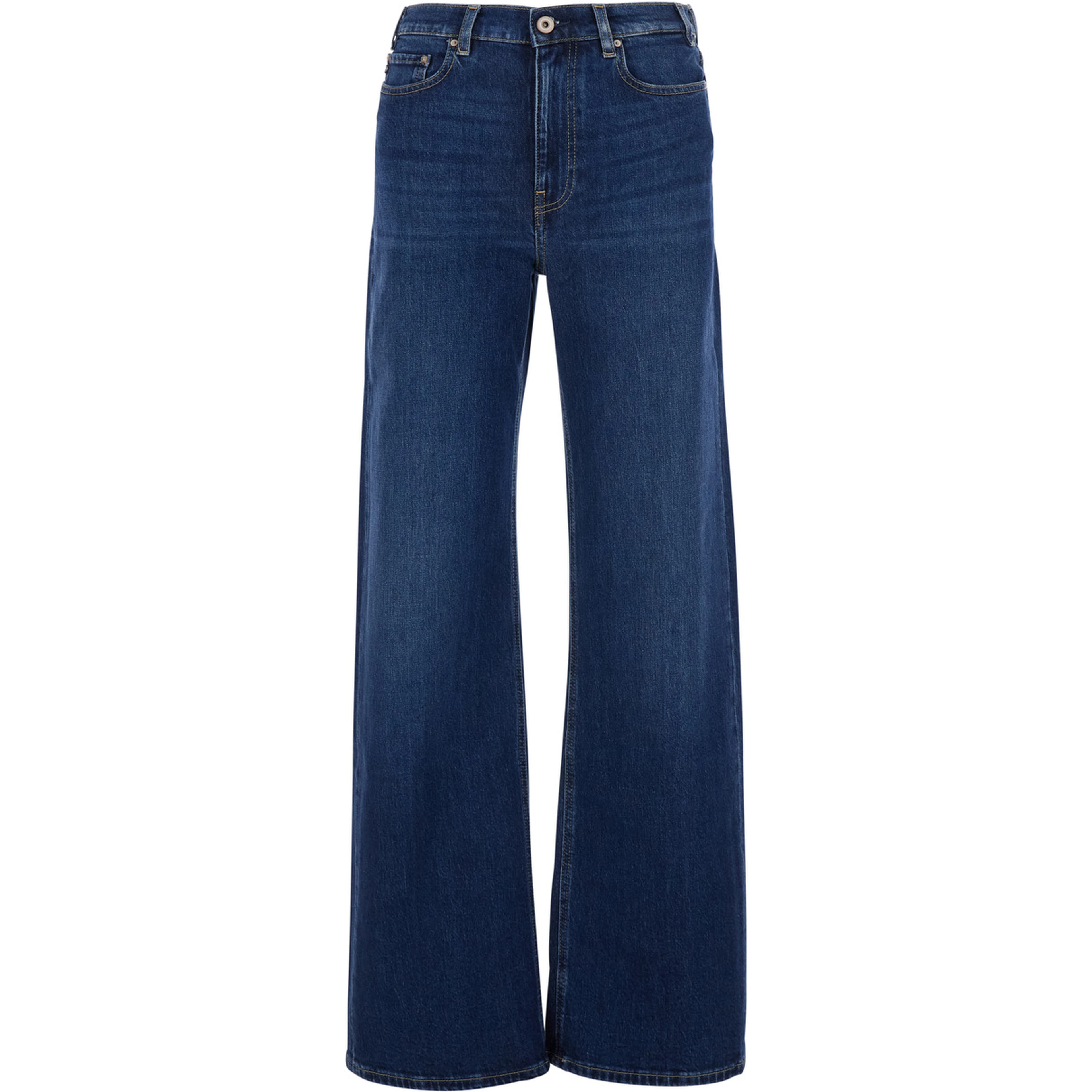Blue Jeans with logo patch on the back and wide leg in denim women