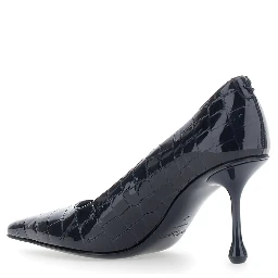 Ixia blue Pumps with pointed design in crocodile-effect leather for women