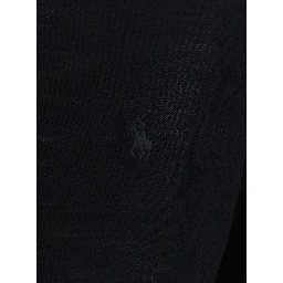 black Sweater with high collar and tone-on-tone Pony logo in wool for women