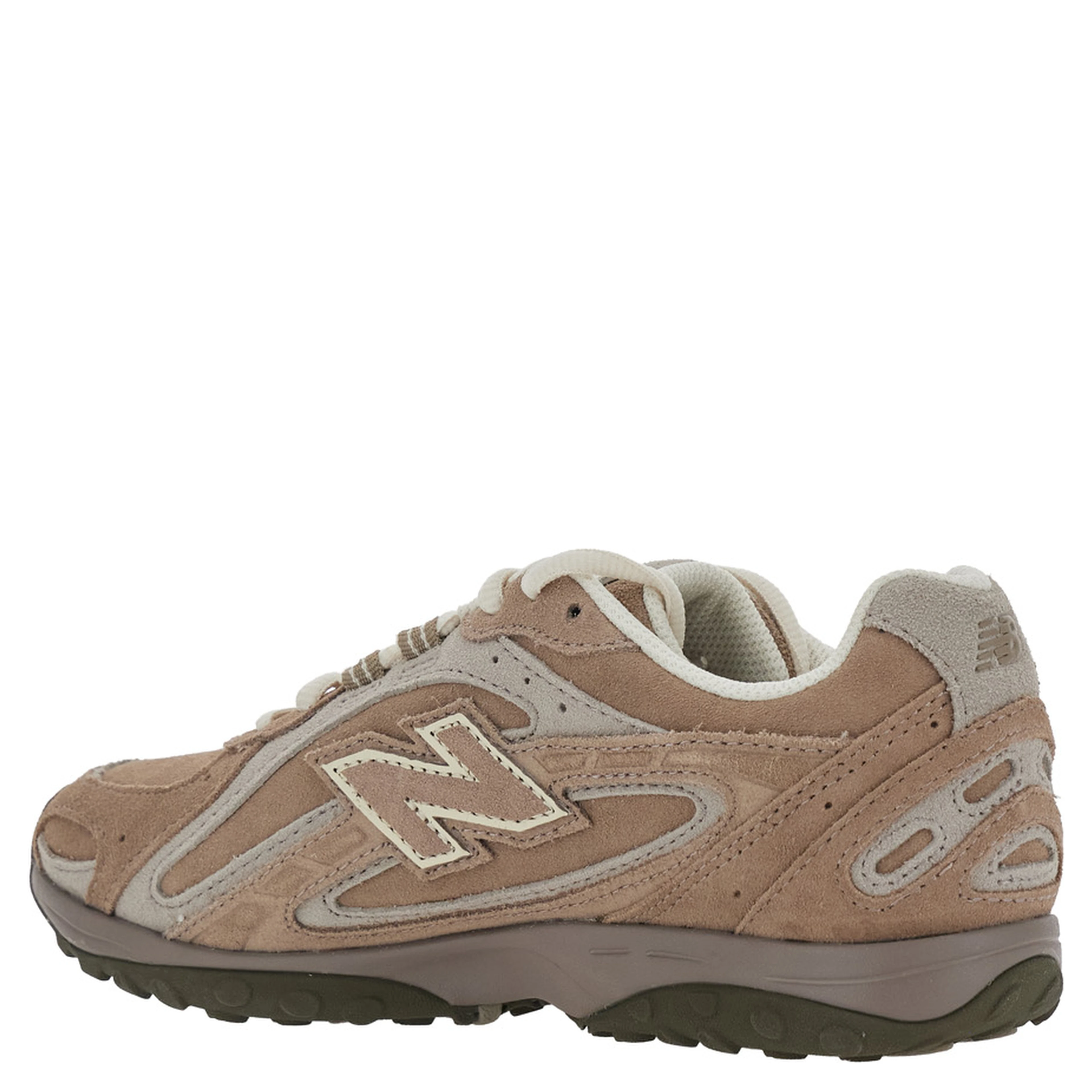 U204 Brown Low Top Sneakers with Logo Patch on the Side in Leather and Fabric Unisex