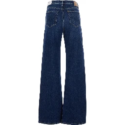 Blue Jeans with logo patch on the back and wide leg in denim women