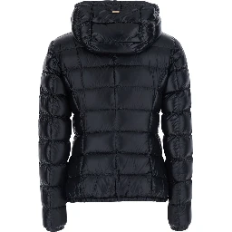 Giada Black Down jacket with Removable Hood in Tech Fabric for Women