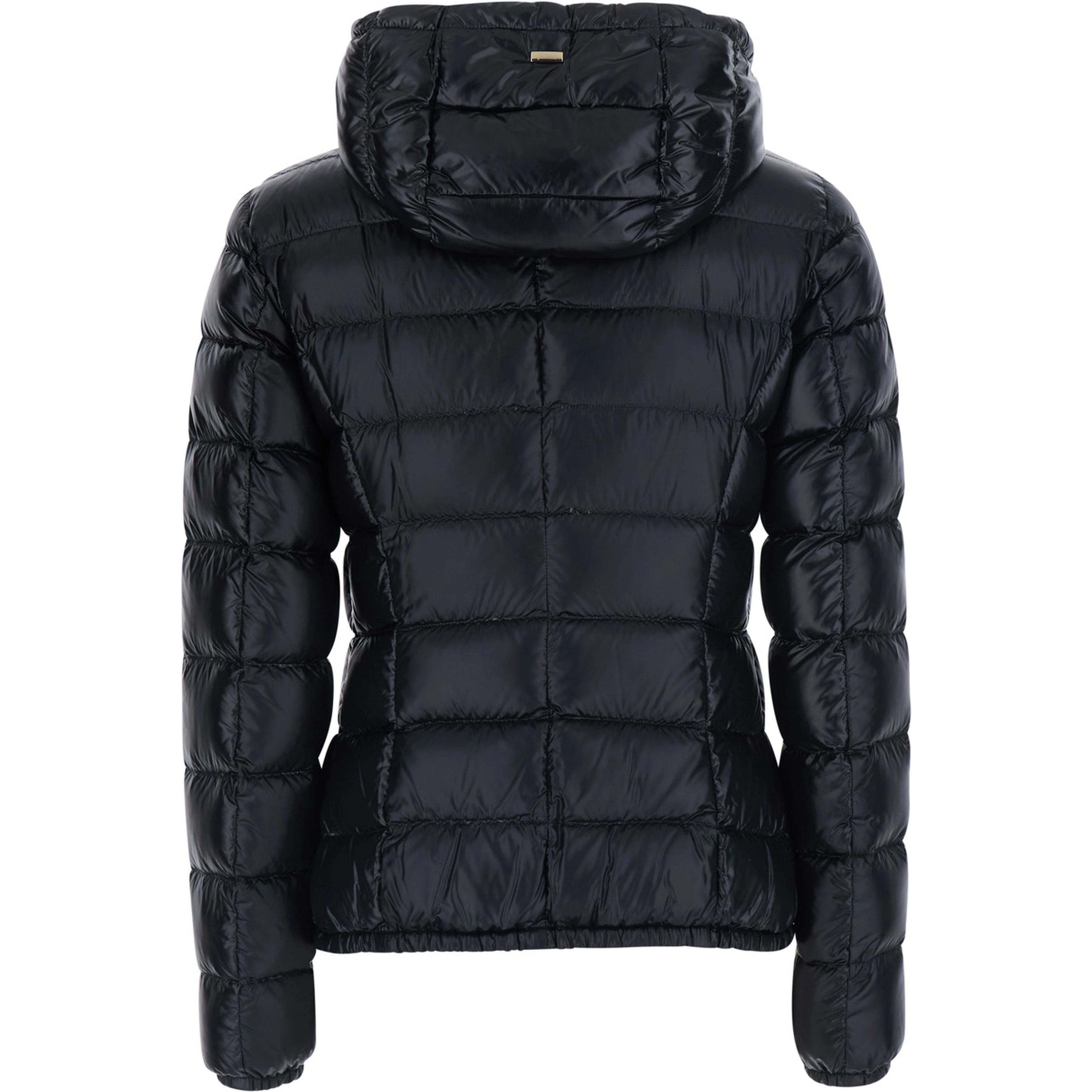 Giada Black Down jacket with Removable Hood in Tech Fabric for Women