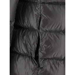 Dora Gray Down jacket with high collar and logo plaque on the back in tech fabric for women
