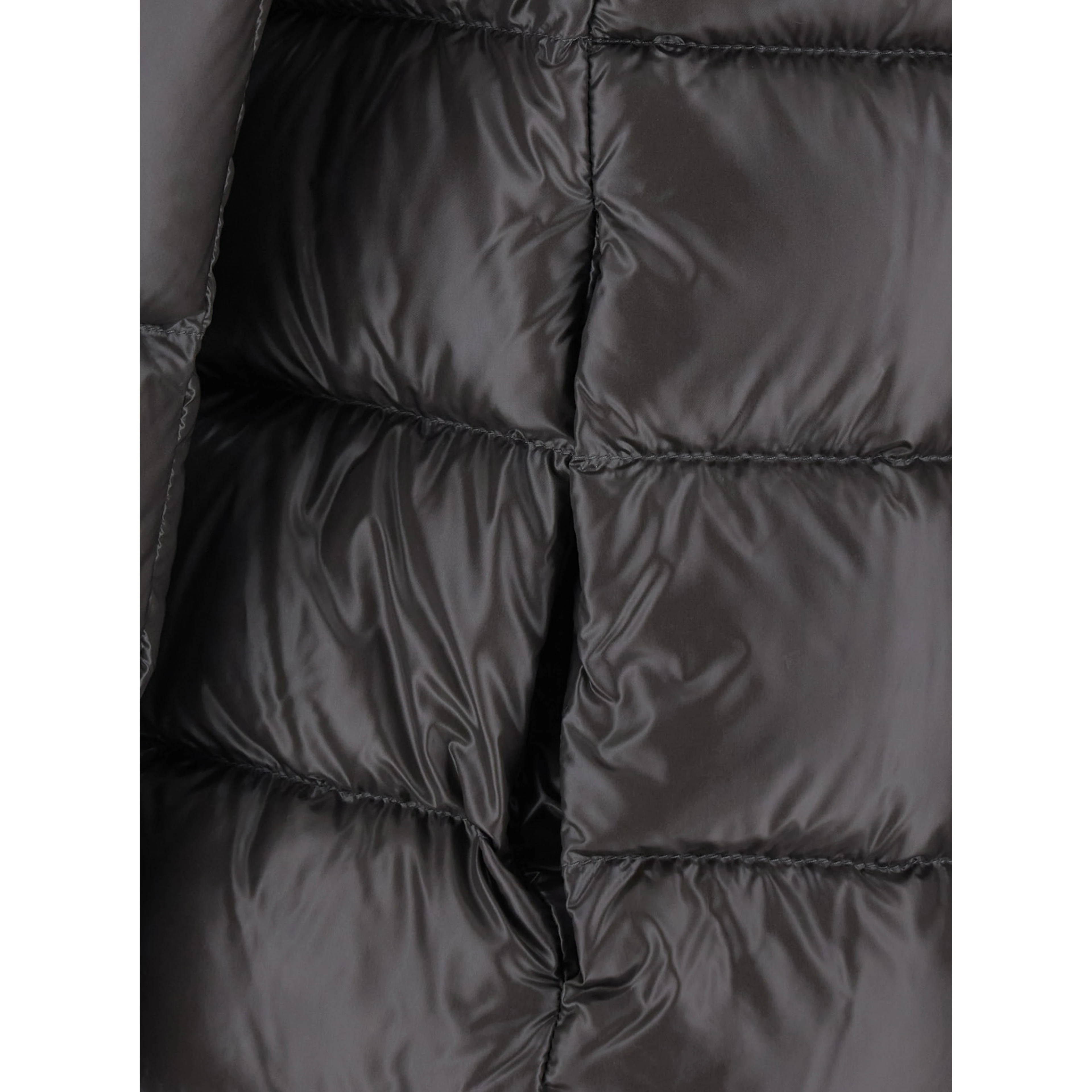 Dora Gray Down jacket with high collar and logo plaque on the back in tech fabric for women