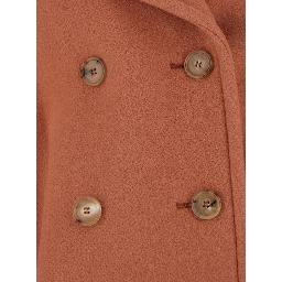 Pink Short Oversized Jacket with High Collar and Buttons in Blend Wool for Women