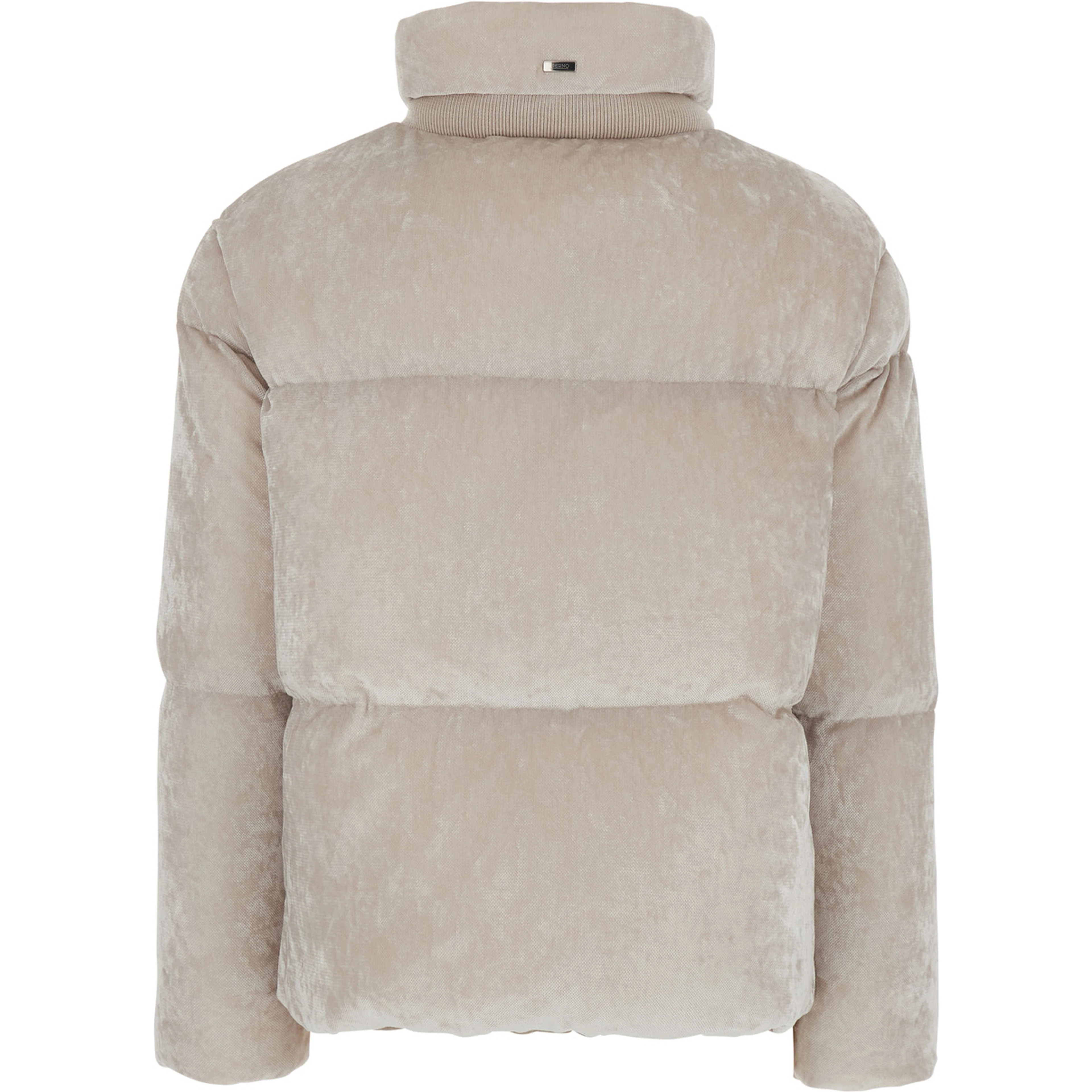 Beige Jacket with high collar and long sleeves in Velvet effect Fabric woman